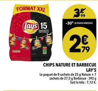 Supeco Chips nature et Barbecue Lay's offre