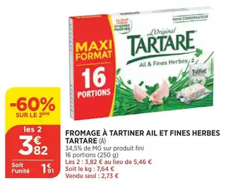 Bi1 Fromage À Tartiner Ail Et Fines Herbes Tartare offre