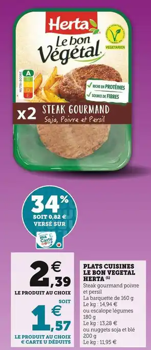 U Express Herta plats cuisines le bon vegetal offre