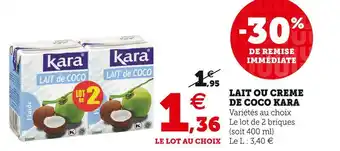 U Express Kara lait ou creme de coco offre