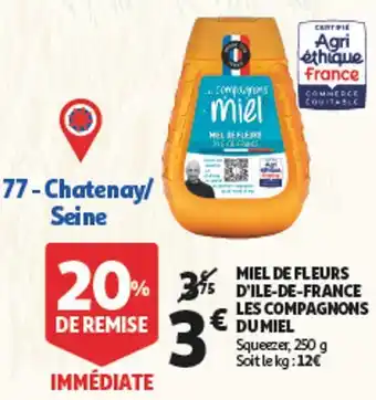 Auchan Les compagnons du miel miel de fleurs d'ile-de-france offre