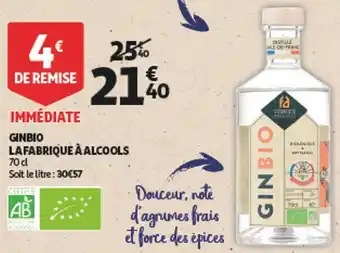 Auchan La fabrique à alcools gin bio offre