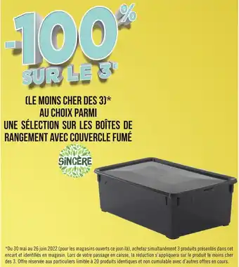 Géant Casino Sincère bon plan parmi les boîtes de rangement avec couvercle fumé de la marque sincere offre