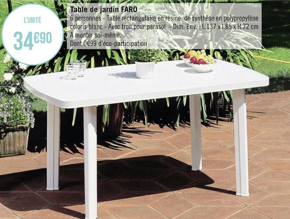 Promo Table de jardin faro chez Géant Casino