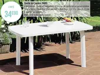 Géant Casino Table de jardin faro offre