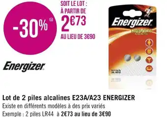 Géant Casino Energizer lot de 2 piles alcalines e23a/a23 offre