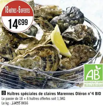 Huîtres spéciales de claires marennes oléron n°4 bio