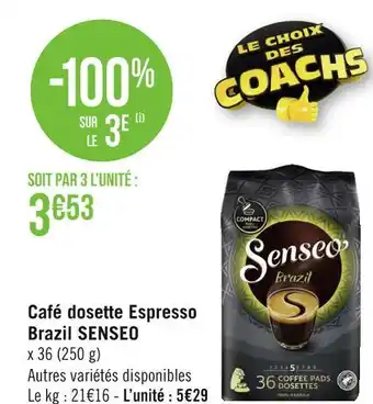 Géant Casino Senseo café dosette espresso brazil offre