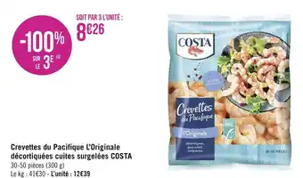 Géant Casino Costa crevettes du pacifique l’originale décortiquées cuites surgelées offre