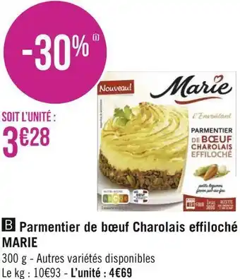 Géant Casino Marie parmentier de bœuf charolais effiloché offre