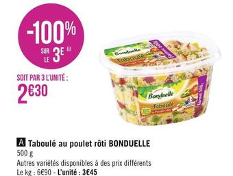 Géant Casino Bonduelle taboulé au poulet rôti offre