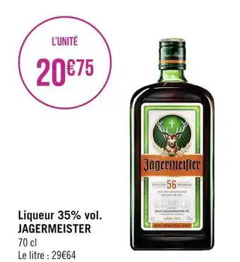 Géant Casino Jagermeister liqueur 35% vol. offre