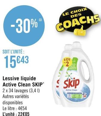 Géant Casino Skip lessive liquide active clean offre