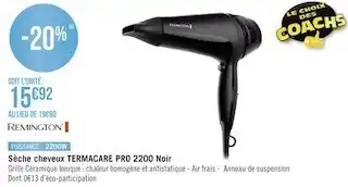 Géant Casino Remington sèche cheveux termacare pro 2200 noir offre