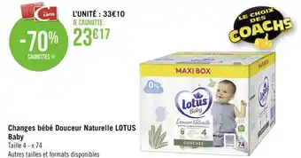 Géant Casino Lotus baby changes bébé douceur naturelle offre