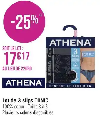 Géant Casino Athena lot de 3 slips tonic offre