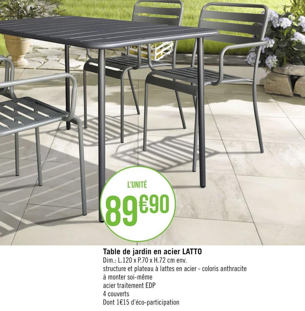 Promo Table de jardin en acier latto chez Géant Casino