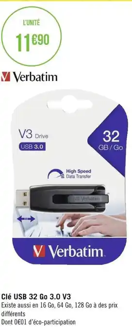 Géant Casino Verbatim clé usb 32 go 3.0 v3 offre