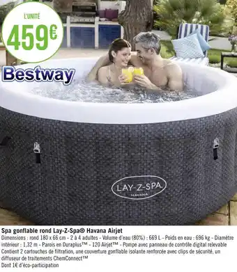 Géant Casino Bestway spa gonflable rond lay-z-spa® havana airjet offre