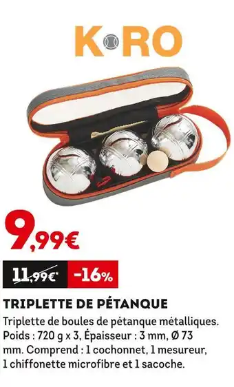 Koro triplette de pétanque