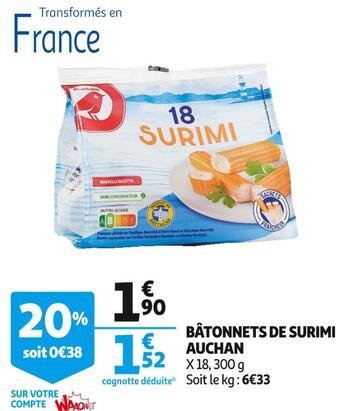 Auchan Auchan bâtonnets de surimi offre