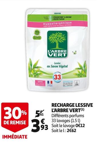 Auchan L'arbre vert recharge lessive offre