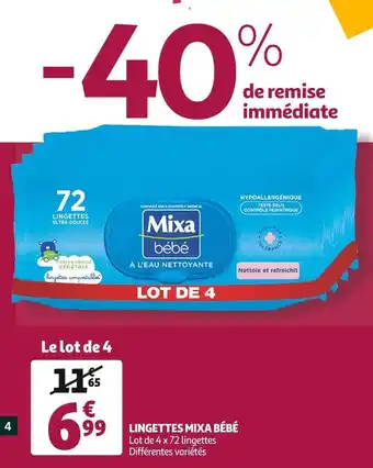 Auchan Mixa bébé lingettes offre