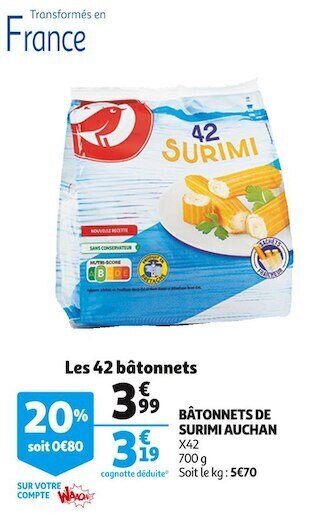 Auchan Auchan bâtonnets de surimi offre