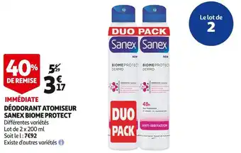 Auchan Sanex déodorant atomiseur biome protect offre