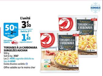 Auchan Auchan torsades à la carbonara surgelées offre