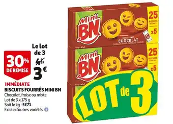 Auchan Mini bn biscuits fourrés offre