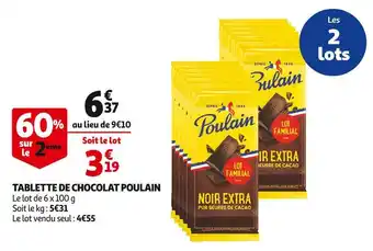 Auchan Poulain tablette de chocolat offre