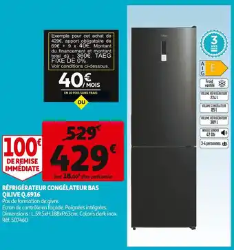 Auchan Qilive réfrigérateur congélateur bas q.6916 offre