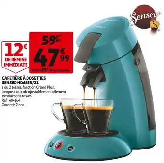 Auchan Senseo cafetière à dosettes hd6553/21 offre