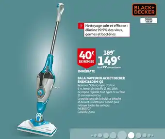 Auchan Black et decker balai vapeur bhsm166dsm-qs offre