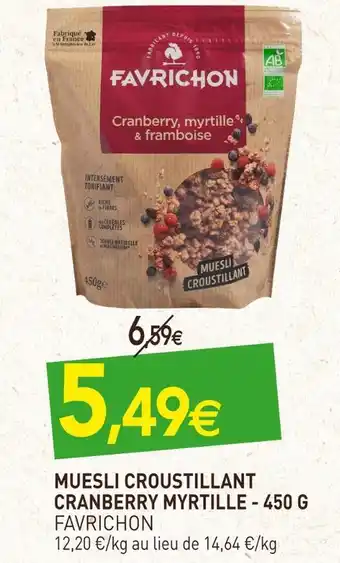 naturéO Favrichon muesli croustillant cranberry myrtille offre