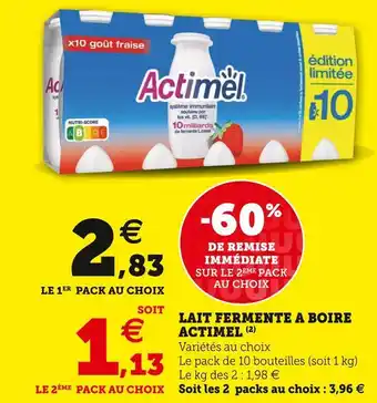Super U Actimel lait fermente a boire offre