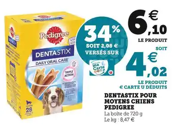 Super U Pedigree dentastix pour moyens chiens offre