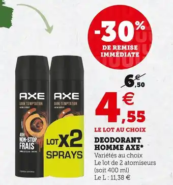 Super U Axe deodorant homme offre