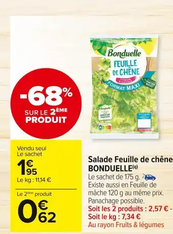 Carrefour Market Bonduelle salade feuille de chêne offre