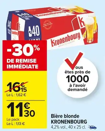 Carrefour Market Kronenbourg bière blonde offre