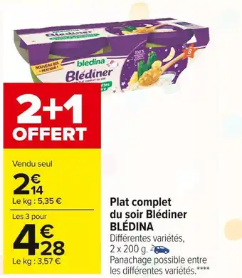 Carrefour Market Blédina plat complet du soir blédiner offre