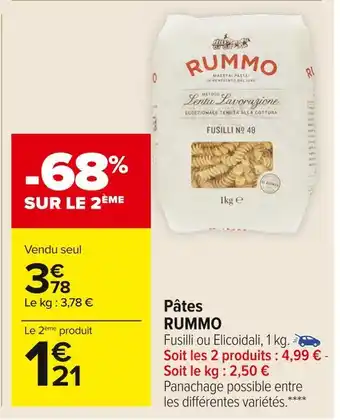 Carrefour Market Rummo pâtes offre