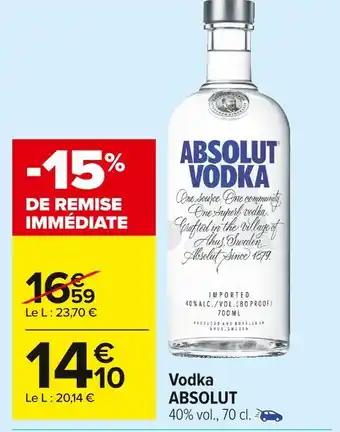 Carrefour Market Absolut vodka offre