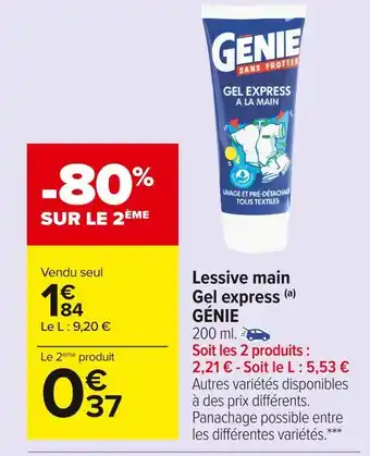 Carrefour Market Génie lessive main gel express offre