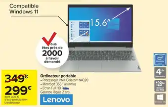 Carrefour Market Lenovo ordinateur portable offre