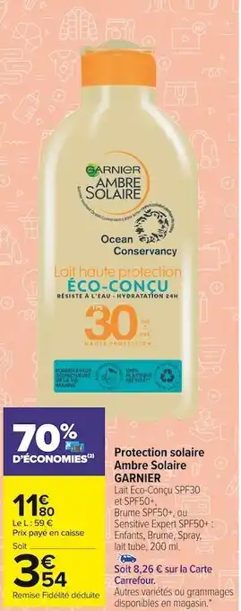 Carrefour Market Garnier protection solaire ambre solaire offre
