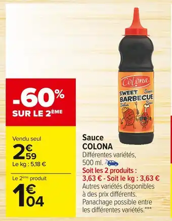 Carrefour Market Colona sauce offre