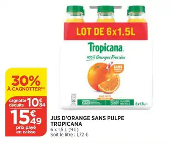 Bi1 Jus d'orange sans pulpe tropicana offre