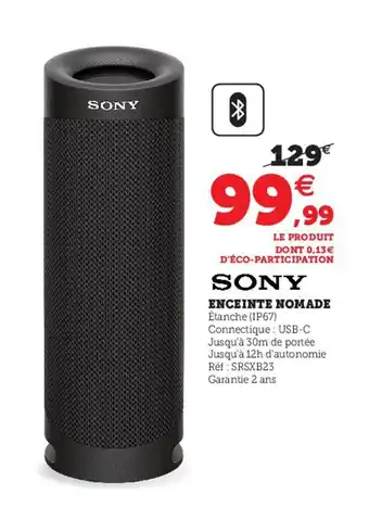Hyper U SONY enceinte nomade offre